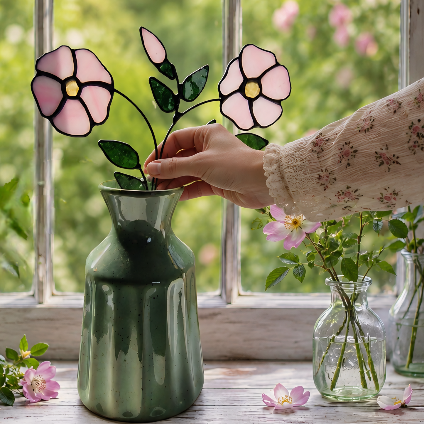 Wild Dog Rose Glass Flowers UK