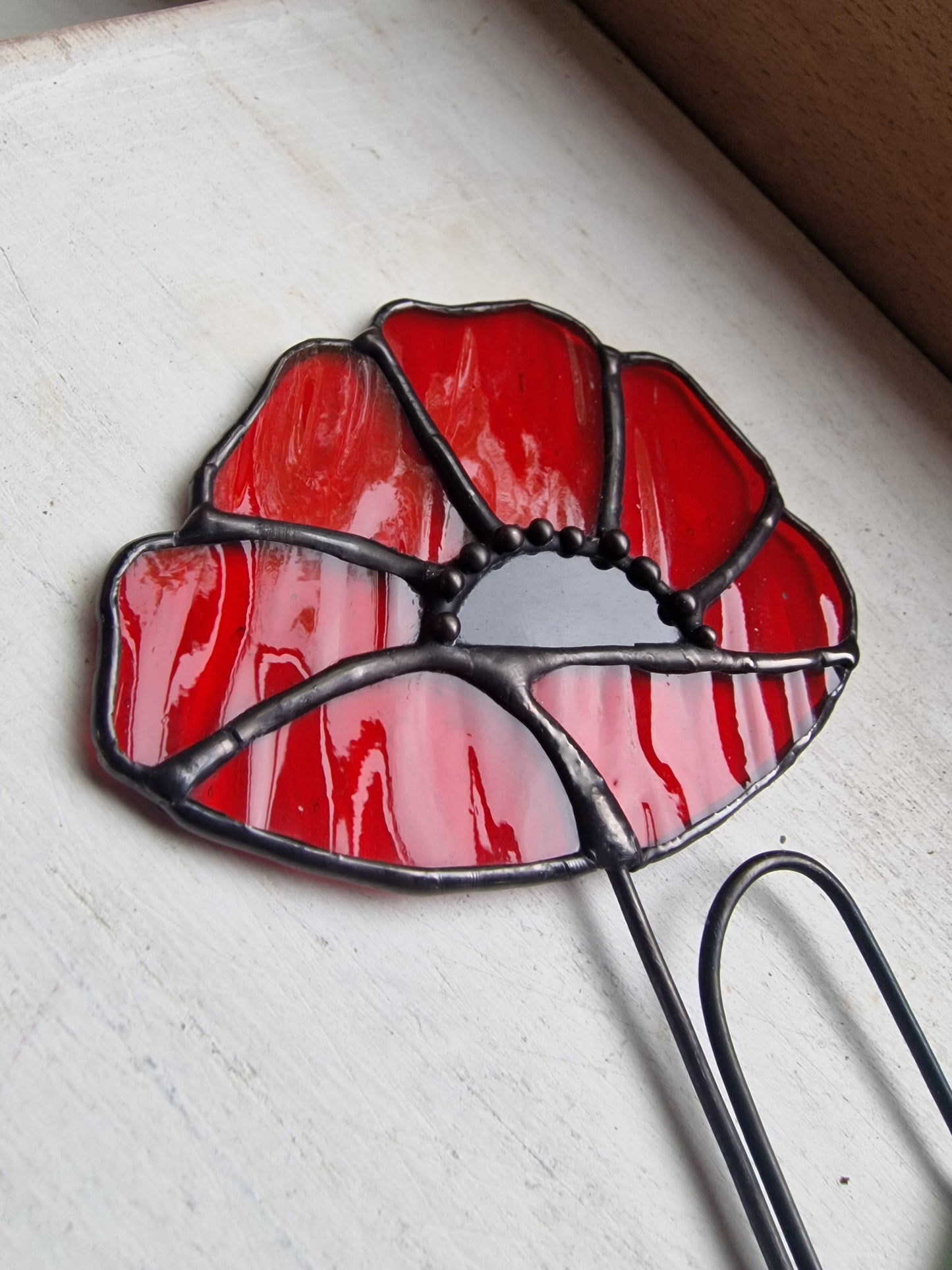 Vibrant Red Poppy Glass Flowers