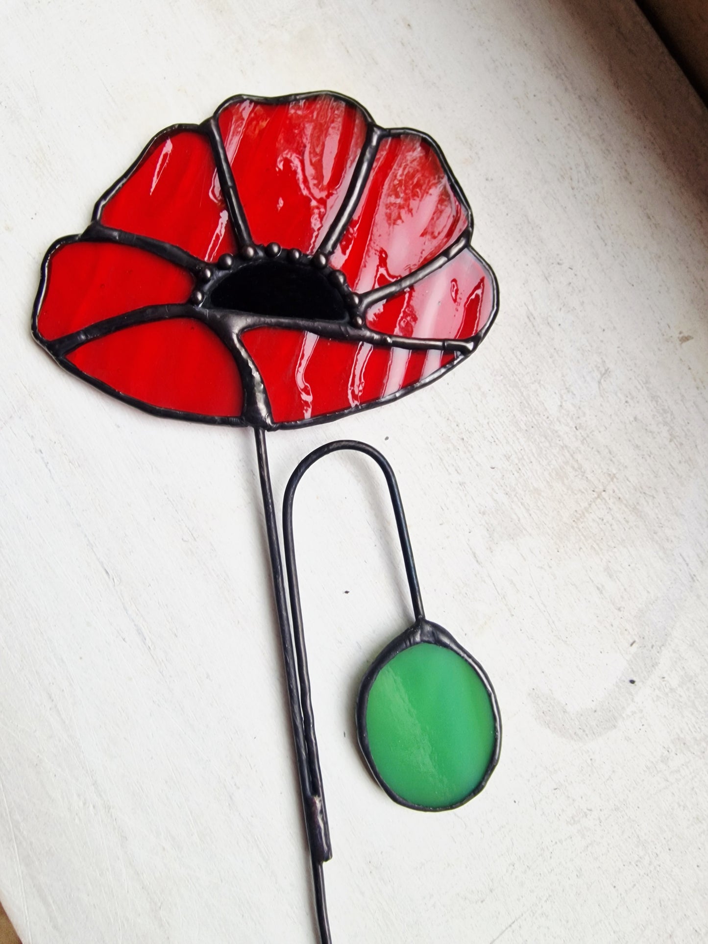Vibrant Red Poppy Glass Flowers