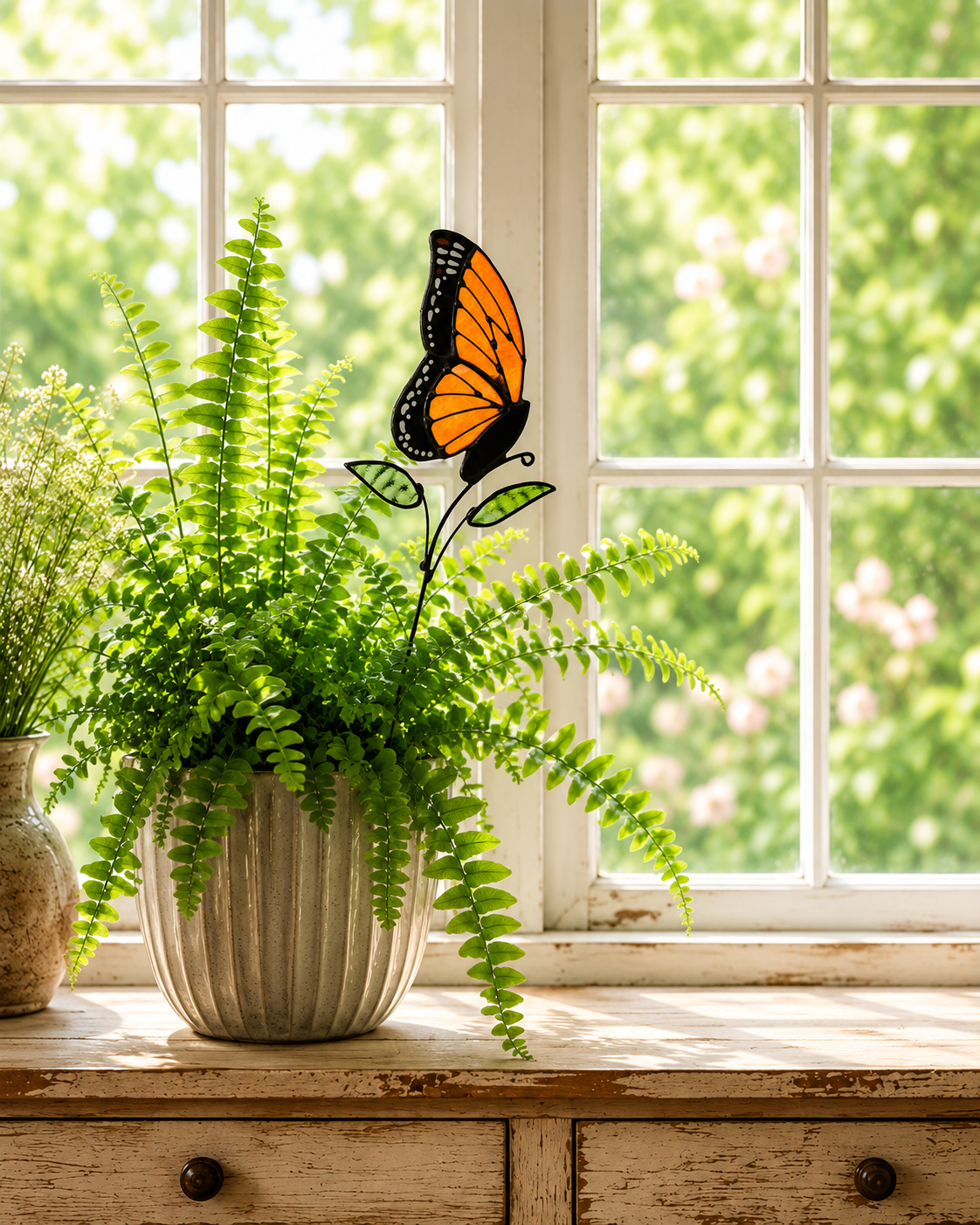 Monarch Butterfly Plant Stake- Stained Glass