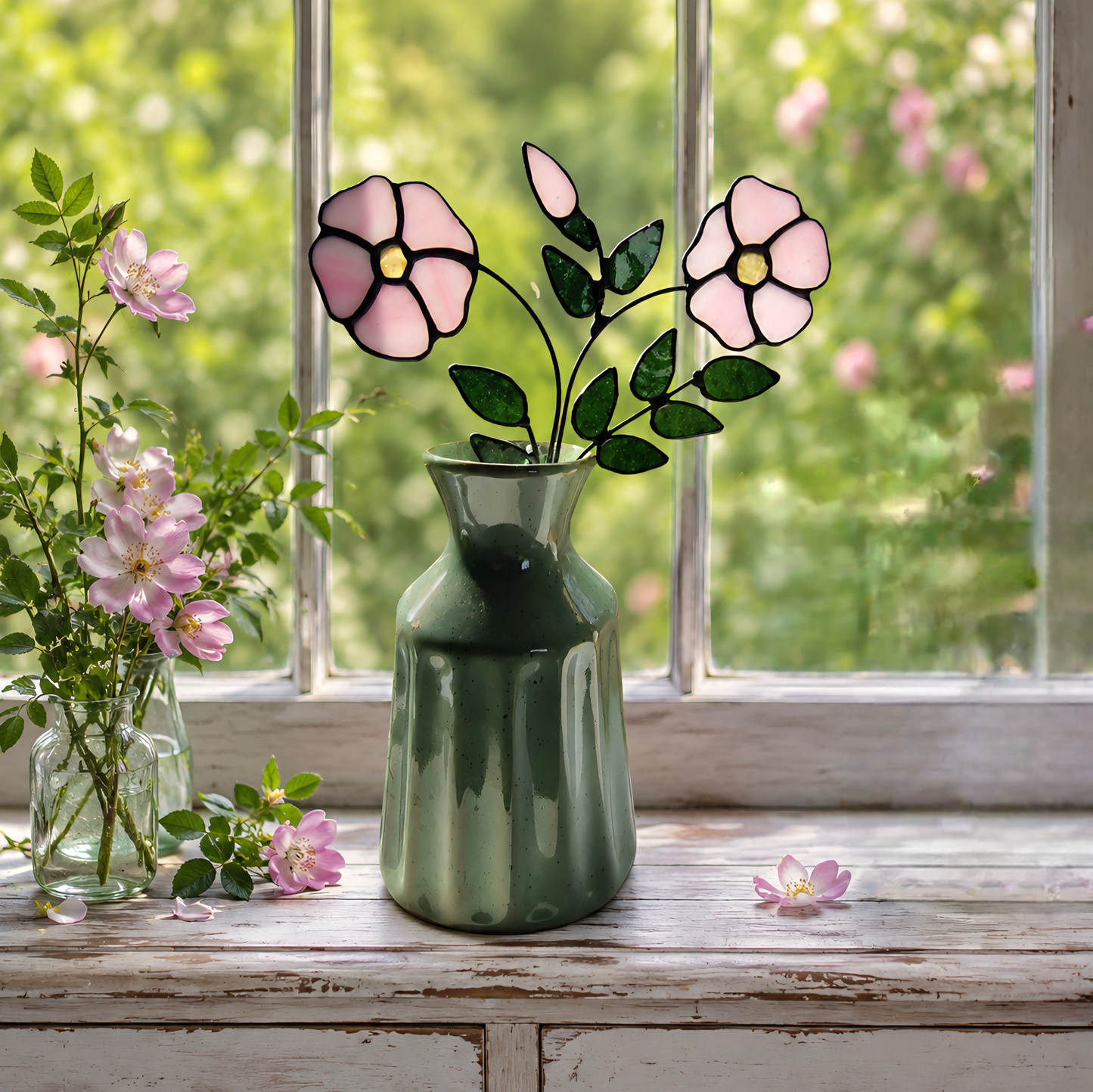 Wild Dog Rose Glass Flowers UK